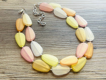 Load image into Gallery viewer, Sugar Cookie Sunset Statement Necklace, chunky bib beaded jewelry, cream blush orange white necklace, cream acrylic jewelry collar neutral