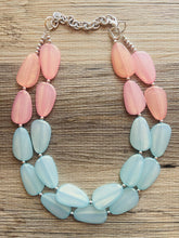 Load image into Gallery viewer, Pink & Green Statement Necklace, Multi-Strand, Double Layer Chunky Jewelry, pink green jewelry, beaded necklace, green necklace, blush pink