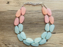 Load image into Gallery viewer, Pink & Green Statement Necklace, Multi-Strand, Double Layer Chunky Jewelry, pink green jewelry, beaded necklace, green necklace, blush pink
