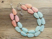 Load image into Gallery viewer, Pink & Green Statement Necklace, Multi-Strand, Double Layer Chunky Jewelry, pink green jewelry, beaded necklace, green necklace, blush pink