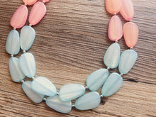 Load image into Gallery viewer, Pink & Green Statement Necklace, Multi-Strand, Double Layer Chunky Jewelry, pink green jewelry, beaded necklace, green necklace, blush pink