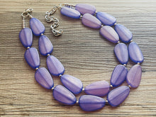 Load image into Gallery viewer, Purple Paradise chunky statement necklace & earrings, lilac big bead jewelry gifts for women, bib jewelry Multi-Strand necklace, beaded