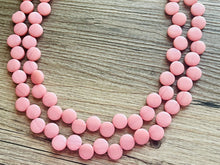 Load image into Gallery viewer, Blush Pink Double Statement Necklace, Chunky Jewelry Big Beaded Necklace, light pink Necklace, baby pink Jewelry bubble Earrings