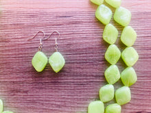 Load image into Gallery viewer, Lime Green Double Statement Necklace, Chunky Jewelry Big Beaded Necklace, sunshine neon green Necklace, earrings Jewelry Geometric set