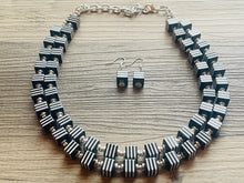 Load image into Gallery viewer, CHECKMATE I Couldn’t Lose Necklace, Black & White Statement Necklace, multi strand jewelry, big beaded chunky statement necklace, neutral