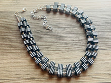 Load image into Gallery viewer, CHECKMATE I Couldn’t Lose Necklace, Black & White Statement Necklace, multi strand jewelry, big beaded chunky statement necklace, neutral
