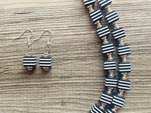 Load image into Gallery viewer, CHECKMATE I Couldn’t Lose Necklace, Black & White Statement Necklace, multi strand jewelry, big beaded chunky statement necklace, neutral