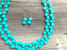 Load image into Gallery viewer, Emerald Green Double Statement Necklace, Chunky Jewelry Big Beaded Necklace, mint green Necklace, green Jewelry bubble earrings