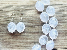 Load image into Gallery viewer, Cloudy with a Chance White Statement jewelry set, Chunky Beaded Necklace, white Jewelry Necklace beaded, white and silver necklace