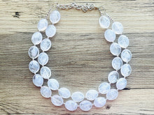 Load image into Gallery viewer, Cloudy with a Chance White Statement jewelry set, Chunky Beaded Necklace, white Jewelry Necklace beaded, white and silver necklace