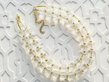 Load image into Gallery viewer, Acrylic Chunky Clear Crystal Statement Necklace, Everyday neutral jewelry, gold accents chunky bib resin acetate beaded geometric set