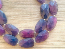 Load image into Gallery viewer, Purple & Blue Ombré beaded statement chunky necklace, blue jewelry, blue and purple, dark blue necklace, statement necklace, purple necklace