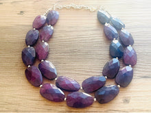 Load image into Gallery viewer, Purple & Blue Ombré beaded statement chunky necklace, blue jewelry, blue and purple, dark blue necklace, statement necklace, purple necklace
