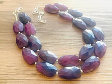 Load image into Gallery viewer, Purple & Blue Ombré beaded statement chunky necklace, blue jewelry, blue and purple, dark blue necklace, statement necklace, purple necklace