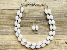 Load image into Gallery viewer, Double Layer White chunky statement necklace, bib jewelry cloudy white necklace, white jewelry, white beaded necklace, geometric bubble