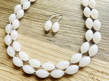 Load image into Gallery viewer, Double Layer White chunky statement necklace, bib jewelry cloudy white necklace, white jewelry, white beaded necklace, geometric bubble