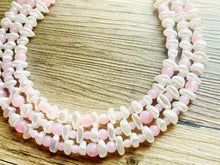 Load image into Gallery viewer, Blush Pink + Cream Statement Chunky Beaded Necklace, pink Jewelry, Spring Jewelry Necklace, light pink Necklace, baby light pink geometric
