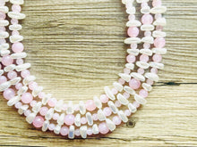Load image into Gallery viewer, Blush Pink + Cream Statement Chunky Beaded Necklace, pink Jewelry, Spring Jewelry Necklace, light pink Necklace, baby light pink geometric