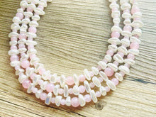 Load image into Gallery viewer, Blush Pink + Cream Statement Chunky Beaded Necklace, pink Jewelry, Spring Jewelry Necklace, light pink Necklace, baby light pink geometric