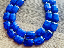 Load image into Gallery viewer, Royal Blue Chunky Statement Necklace, double strand necklace, blue necklace, dark blue necklace, royal blue wedding, bridesmaid necklace