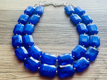 Load image into Gallery viewer, Royal Blue Chunky Statement Necklace, double strand necklace, blue necklace, dark blue necklace, royal blue wedding, bridesmaid necklace