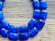 Load image into Gallery viewer, Royal Blue Chunky Statement Necklace, double strand necklace, blue necklace, dark blue necklace, royal blue wedding, bridesmaid necklace