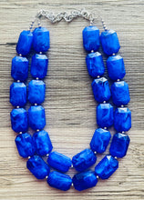 Load image into Gallery viewer, Royal Blue Chunky Statement Necklace, double strand necklace, blue necklace, dark blue necklace, royal blue wedding, bridesmaid necklace