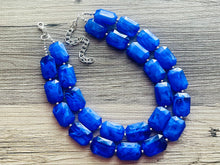 Load image into Gallery viewer, Royal Blue Chunky Statement Necklace, double strand necklace, blue necklace, dark blue necklace, royal blue wedding, bridesmaid necklace