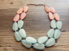 Load image into Gallery viewer, Pink & Green Statement Necklace, Multi-Strand, Double Layer Chunky Jewelry, pink green jewelry, beaded necklace, green necklace, blush pink