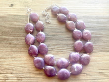 Load image into Gallery viewer, Purple Chunky Statement Necklace, Big beaded jewelry, Double Strand Statement Necklace, Bib necklace, bridesmaid wedding, praline jewelry