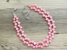 Load image into Gallery viewer, Blush Pink Double Statement Necklace, Chunky Jewelry Big Beaded Necklace, light pink Necklace, baby pink Jewelry bubble Earrings