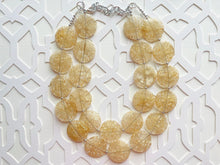 Load image into Gallery viewer, Champagne Crackle Chunky Statement Necklace, Big beaded jewelry, light brown statement chunky champagne jewelry, beaded earrings big bead