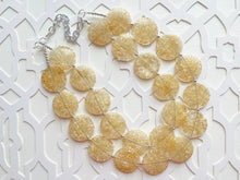 Load image into Gallery viewer, Champagne Crackle Chunky Statement Necklace, Big beaded jewelry, light brown statement chunky champagne jewelry, beaded earrings big bead