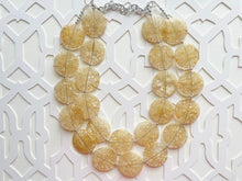 Load image into Gallery viewer, Champagne Crackle Chunky Statement Necklace, Big beaded jewelry, light brown statement chunky champagne jewelry, beaded earrings big bead