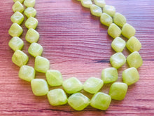 Load image into Gallery viewer, Lime Green Double Statement Necklace, Chunky Jewelry Big Beaded Necklace, sunshine neon green Necklace, earrings Jewelry Geometric set