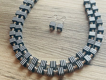 Load image into Gallery viewer, CHECKMATE I Couldn’t Lose Necklace, Black & White Statement Necklace, multi strand jewelry, big beaded chunky statement necklace, neutral