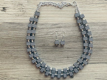 Load image into Gallery viewer, CHECKMATE I Couldn’t Lose Necklace, Black & White Statement Necklace, multi strand jewelry, big beaded chunky statement necklace, neutral