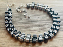 Load image into Gallery viewer, CHECKMATE I Couldn’t Lose Necklace, Black & White Statement Necklace, multi strand jewelry, big beaded chunky statement necklace, neutral
