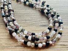 Load image into Gallery viewer, CHECKMATE I Couldn’t Lose Necklace, Black & White Statement Necklace, multi strand jewelry, big beaded chunky statement necklace, neutral