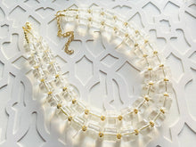Load image into Gallery viewer, Acrylic Chunky Clear Crystal Statement Necklace, Everyday neutral jewelry, gold accents chunky bib resin acetate beaded geometric set