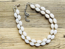 Load image into Gallery viewer, Double Layer White chunky statement necklace, bib jewelry cloudy white necklace, white jewelry, white beaded necklace, geometric bubble