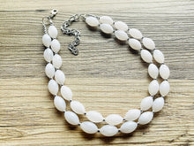 Load image into Gallery viewer, Double Layer White chunky statement necklace, bib jewelry cloudy white necklace, white jewelry, white beaded necklace, geometric bubble