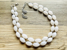 Load image into Gallery viewer, Double Layer White chunky statement necklace, bib jewelry cloudy white necklace, white jewelry, white beaded necklace, geometric bubble