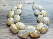 Load image into Gallery viewer, Gold & Crackle Resin chunky statement necklace, big beaded jewelry, gifts for women bib jewelry Multi-Strand metallic clear gold painted