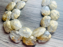 Load image into Gallery viewer, Gold & Crackle Resin chunky statement necklace, big beaded jewelry, gifts for women bib jewelry Multi-Strand metallic clear gold painted