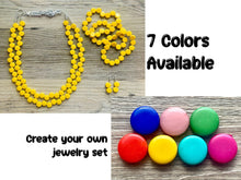 Load image into Gallery viewer, Yellow Double Statement Necklace, Chunky Jewelry Set Big Beaded Necklace, sunshine yellow Necklace, earrings Jewelry bubble