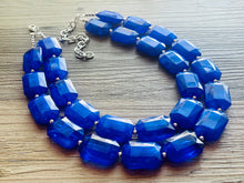Load image into Gallery viewer, Royal Blue Chunky Statement Necklace, double strand necklace, blue necklace, dark blue necklace, royal blue wedding, bridesmaid necklace