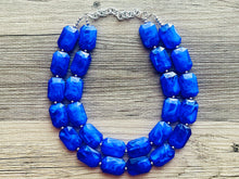 Load image into Gallery viewer, Royal Blue Chunky Statement Necklace, double strand necklace, blue necklace, dark blue necklace, royal blue wedding, bridesmaid necklace