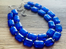 Load image into Gallery viewer, Royal Blue Chunky Statement Necklace, double strand necklace, blue necklace, dark blue necklace, royal blue wedding, bridesmaid necklace