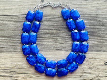Load image into Gallery viewer, Royal Blue Chunky Statement Necklace, double strand necklace, blue necklace, dark blue necklace, royal blue wedding, bridesmaid necklace